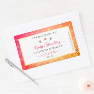 Pink Orange Glitter White Product Labels Diamonds