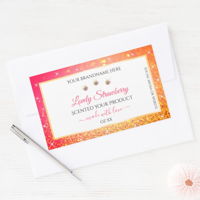 Pink Orange Glitter White Product Labels Diamonds (Envelope)