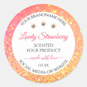 Pink Orange Glitter White Product Labels Diamonds