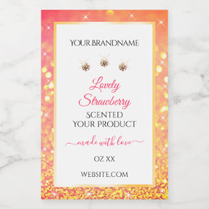 Pink Orange Glitter White Product Labels Diamonds