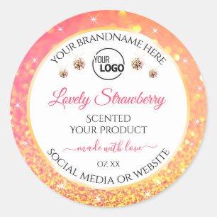 Pink Orange Glitter White Product Labels with Logo