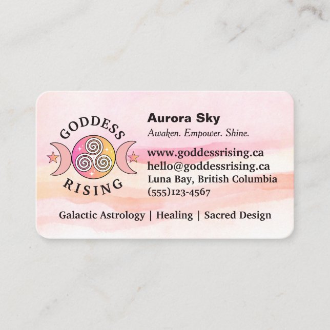 Pink-Orange Goddess Rising Business Card (Front)