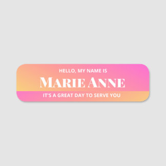 pink orange gradation service employee name tag
