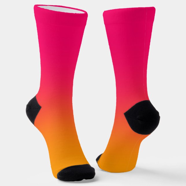 Pink Orange Gradient Crew Socks (Angled)
