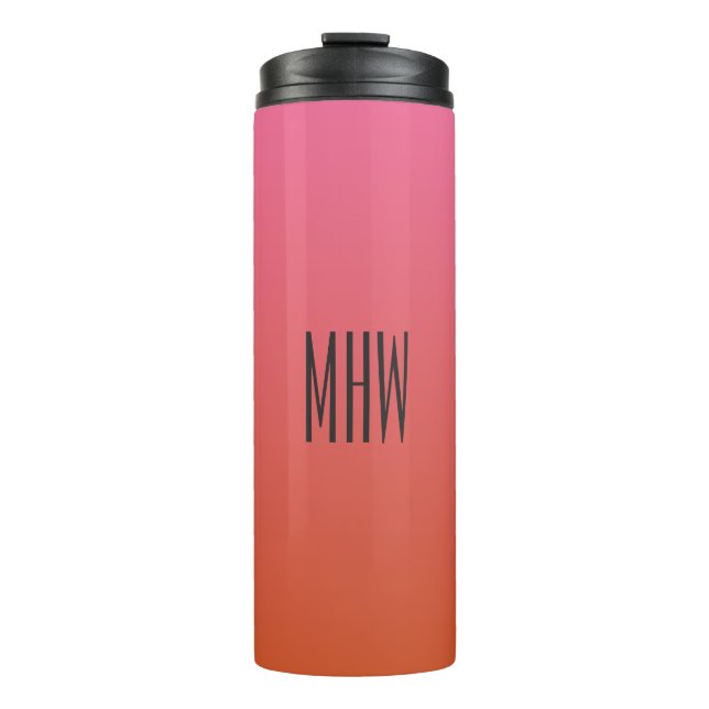 Pink Orange Gradient custom monogram tumbler (Front)
