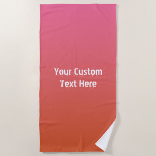 Pink - Orange Gradient custom text beach towel
