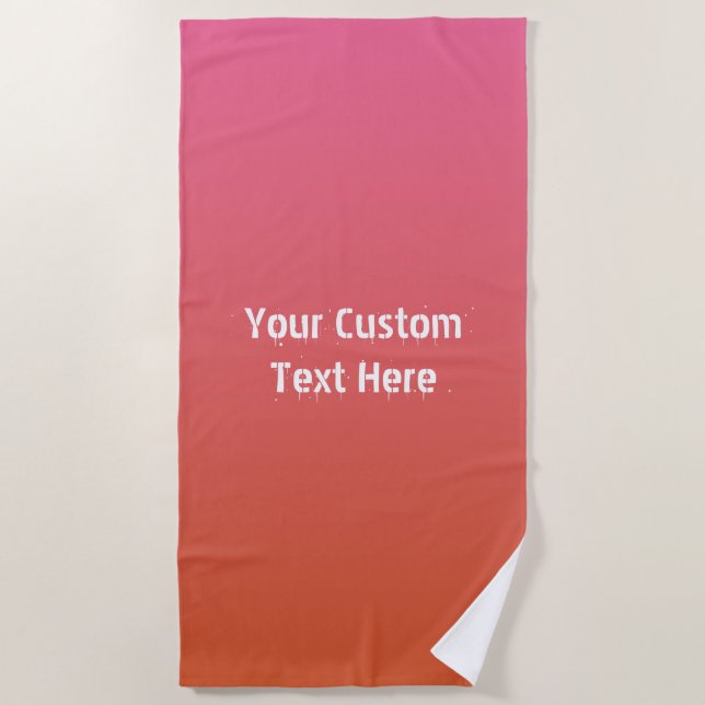 Pink - Orange Gradient custom text beach towel (Front)