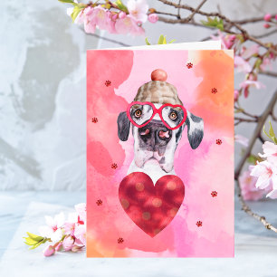 Pink Orange Great Dane Valentine's Day Gift Dog Card