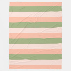 Pink Orange Green Striped Elegant Modern Trendy Fleece Blanket