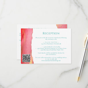 Pink Orange Green Wedding Information Card