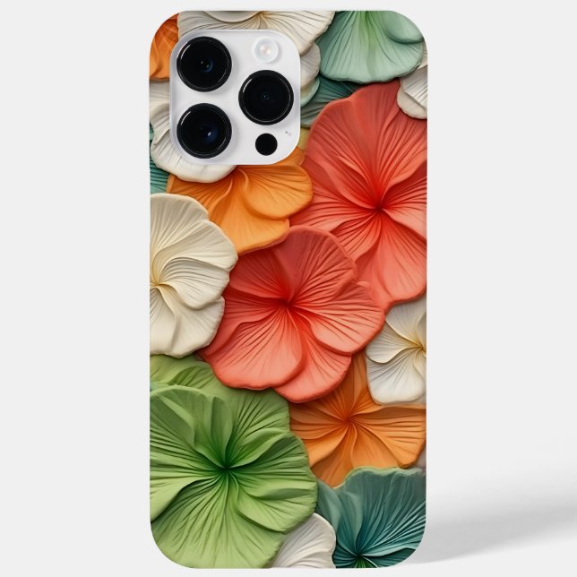 PINK ORANGE GREEN WHITE 3-D LOOK BEGONIA FLOWERS Case-Mate iPhone CASE (Back)