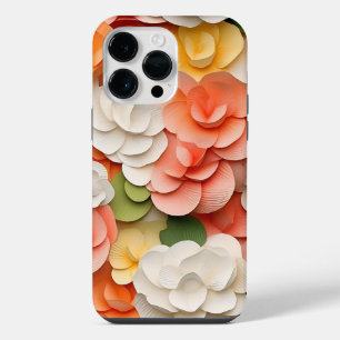 PINK ORANGE GREEN WHITE 3-D LOOK BEGONIA FLOWERS iPhone 14 PRO MAX CASE