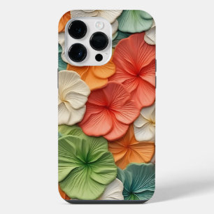 PINK ORANGE GREEN WHITE 3-D LOOK BEGONIA FLOWERS iPhone 14 PRO MAX CASE