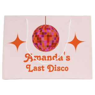 Pink Orange Groovy Last disco Bachelorette Large Gift Bag