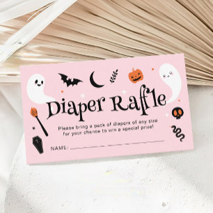 Pink Orange Halloween Baby Shower Diaper Raffle Enclosure Card