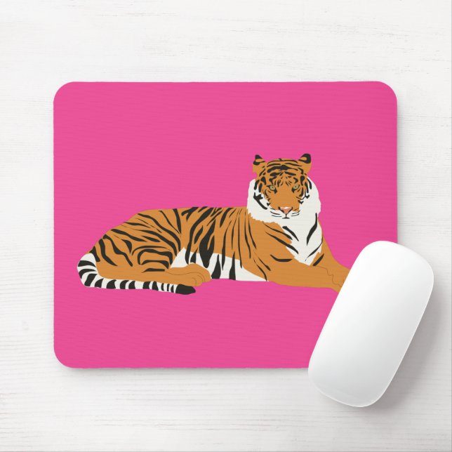 Pink Orange Jungle Safari Tiger Animal   Mouse Pad (With Mouse)