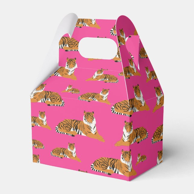 Pink Orange Jungle Tiger Animal Pattern   Favour Box (Front Side)