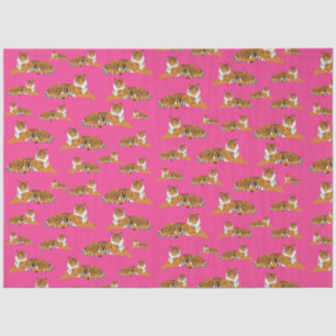 Pink Orange Jungle Tiger Animal Pattern Tissue Paper