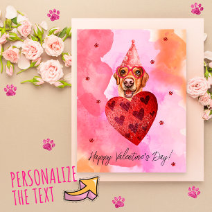 Pink Orange Labrador Valentine's Day Gift Dog Holiday Postcard