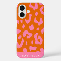 Pink Orange Leopard Print Pattern Personalised