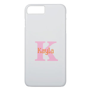 Pink Orange Light Grey Gray Custom Color Cool iPhone 8 Plus/7 Plus Case