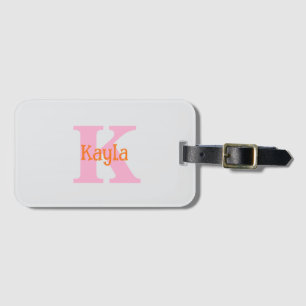 Pink Orange Light Grey Gray Custom Color Cool Luggage Tag