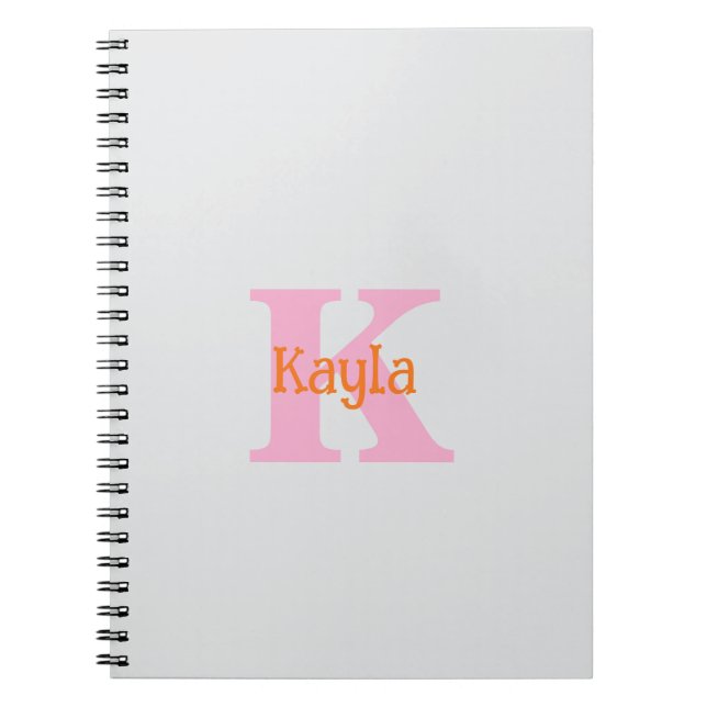 Pink Orange Light Grey Grey Bridal Shower Wedding Notebook (Front)