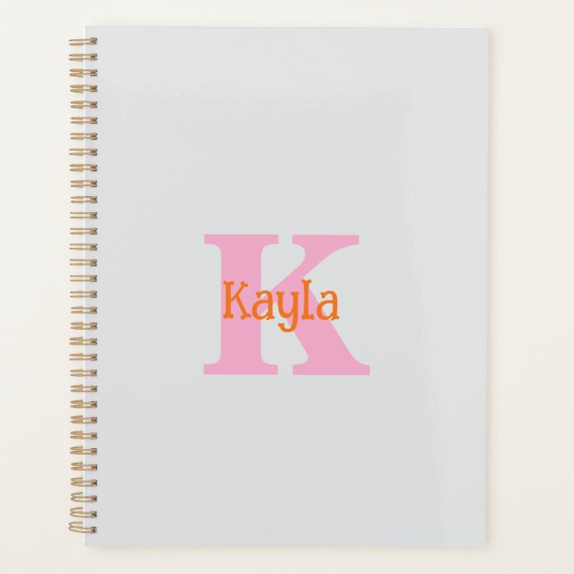 Pink Orange Light Grey Grey Bridal Shower Wedding Planner (Front)