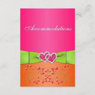 Pink Orange Lime Floral Joined Hearts Insert Card