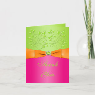 Pink, Orange, Lime Floral Thank You Note Card