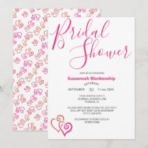 Pink Orange Linked Hearts Bridal Shower Template