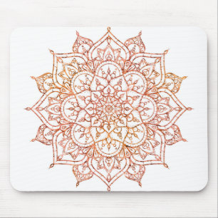 Pink & Orange Mandala on White Glam Mouse Pad