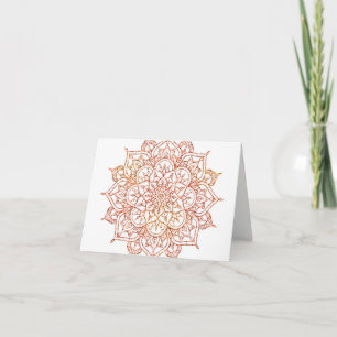 Pink & Orange Mandala on White Glam Thank You Card