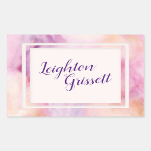 Pink Orange Marble Border Rectangular Sticker