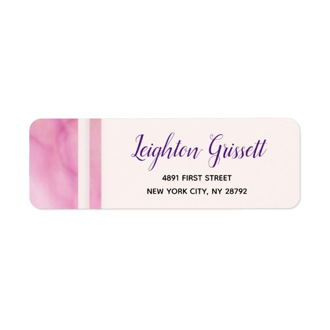 Pink Orange Marble Border Return Address Label (Front)