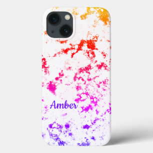 Pink Orange Marble Paint Splash Personalised iPhone 13 Case