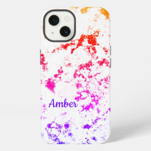 Pink Orange Marble Paint Splash Personalised iPhone 13 Case