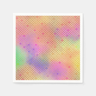 Pink & Orange Mermaid Pattern Birthday Party Napkin