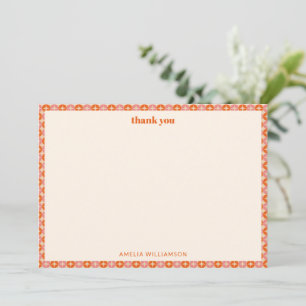 Pink Orange Mid Century Mod Custom Bridal Shower  Thank You Card