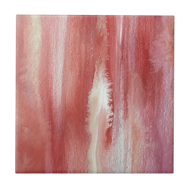 Pink Orange Mist-Hand Painted Wabi Sabi Art Ceramic Tile (Front)
