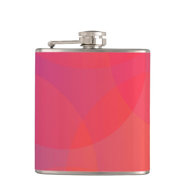 Pink, orange, modern, simple, cool, trendy art hip flask (Front)