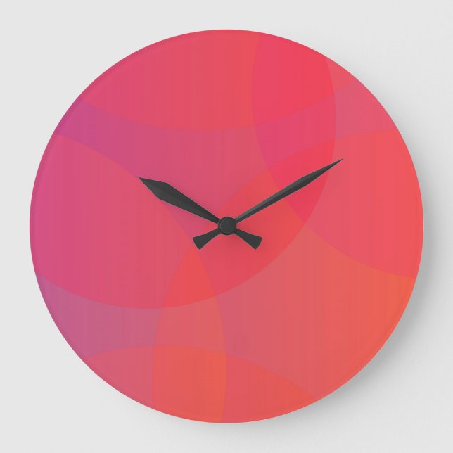 Pink, orange, modern, simple, cool, trendy art large clock (Front)