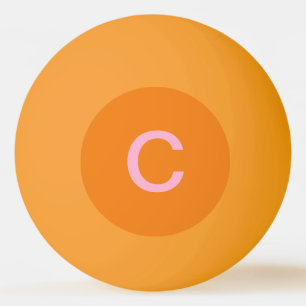 Pink Orange Monogram Initial Custom Colour Gift Ping Pong Ball