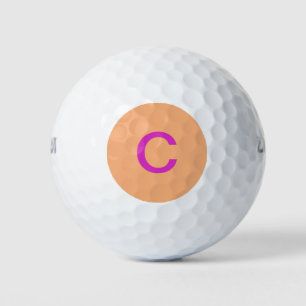 Pink Orange Monogram Initial Custom Colour Modern Golf Balls