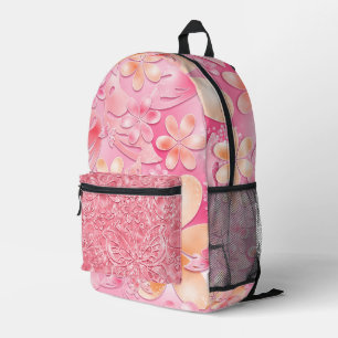 PINK & ORANGE OMBRE FLOWERS & BUTTERFLIES PRINTED BACKPACK