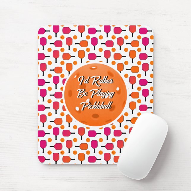 Pink & Orange Pickleball Paddles Pickleball Party  Mouse Pad (With Mouse)