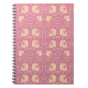 Pink orange pimpernel William Morris pattern revam Notebook