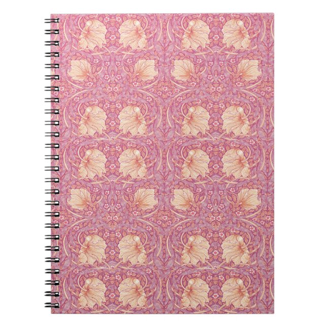 Pink orange pimpernel William Morris pattern revam Notebook (Front)