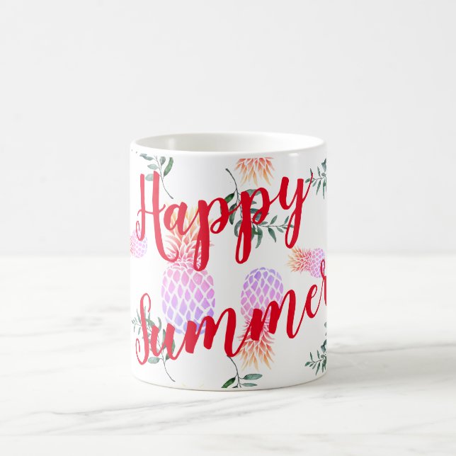 PINK & ORANGE PINEAPPLE HAPPY SUMMER COFFEE MUG (Center)