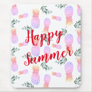 PINK & ORANGE PINEAPPLE HAPPY SUMMER MOUSE PAD
